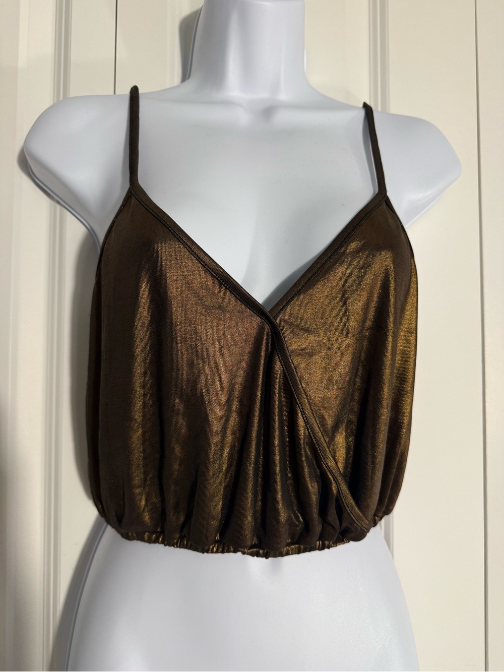 Lucca Couture Metallic Bronze Crop Camisole